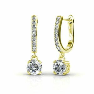 Cate & Chloe McKenzie 18k White Gold Dangling Earrings with Swarovski Crystals